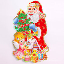 Customized 3D Santa Claus Gold Stamping Christmas Ornament Window Stickers